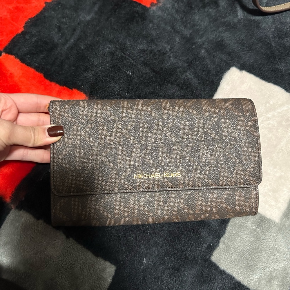 Michael Kors Brown Monogram Clutch